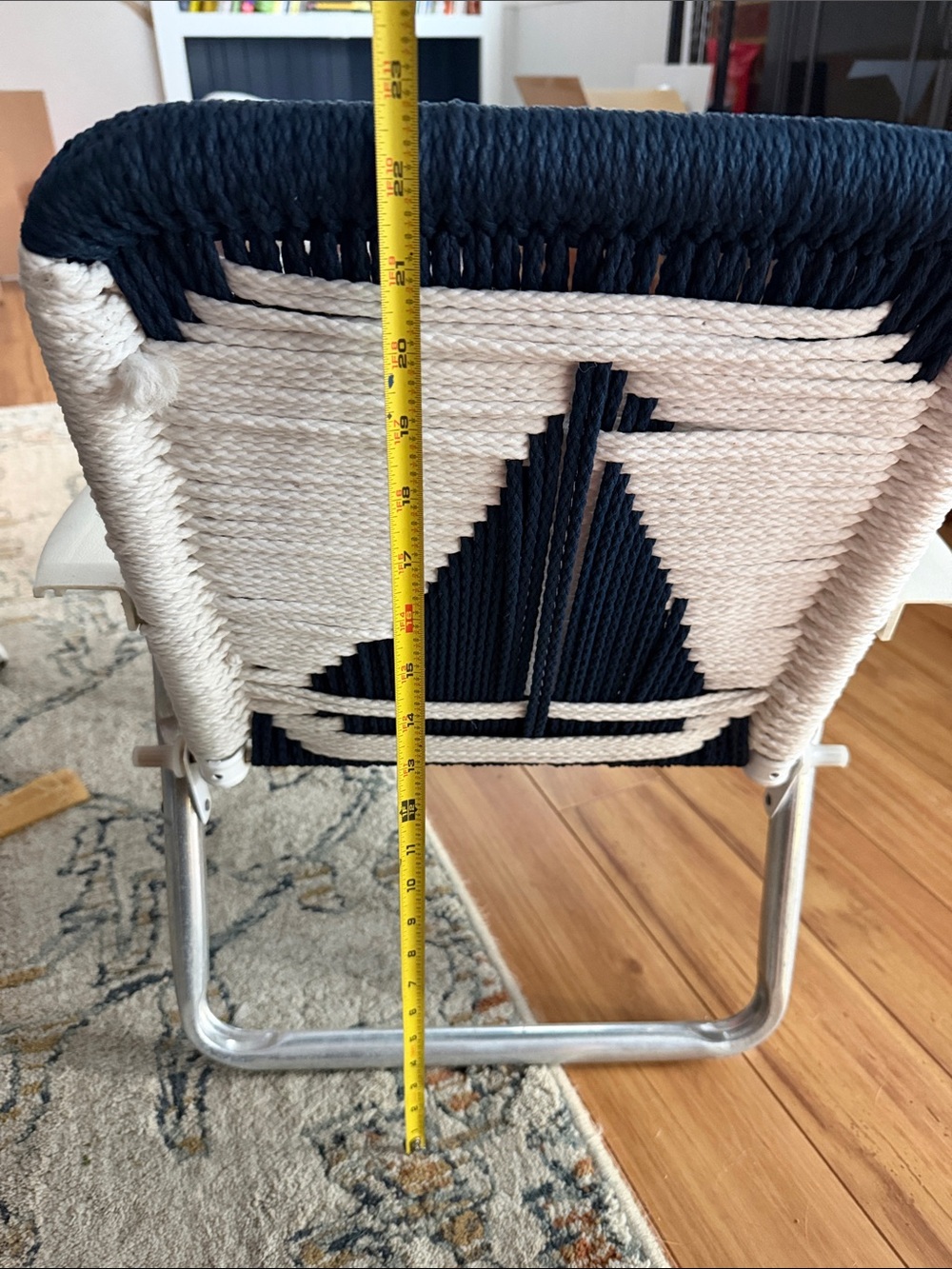 Macrame Woven Sailboat Kids Chair - Aluminum Navy and White - Picture 7 of 9